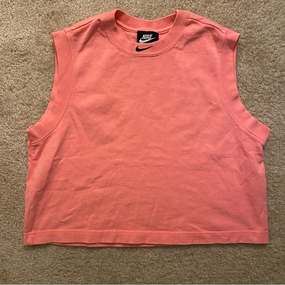 Nike pink washed cotton cropped tank top